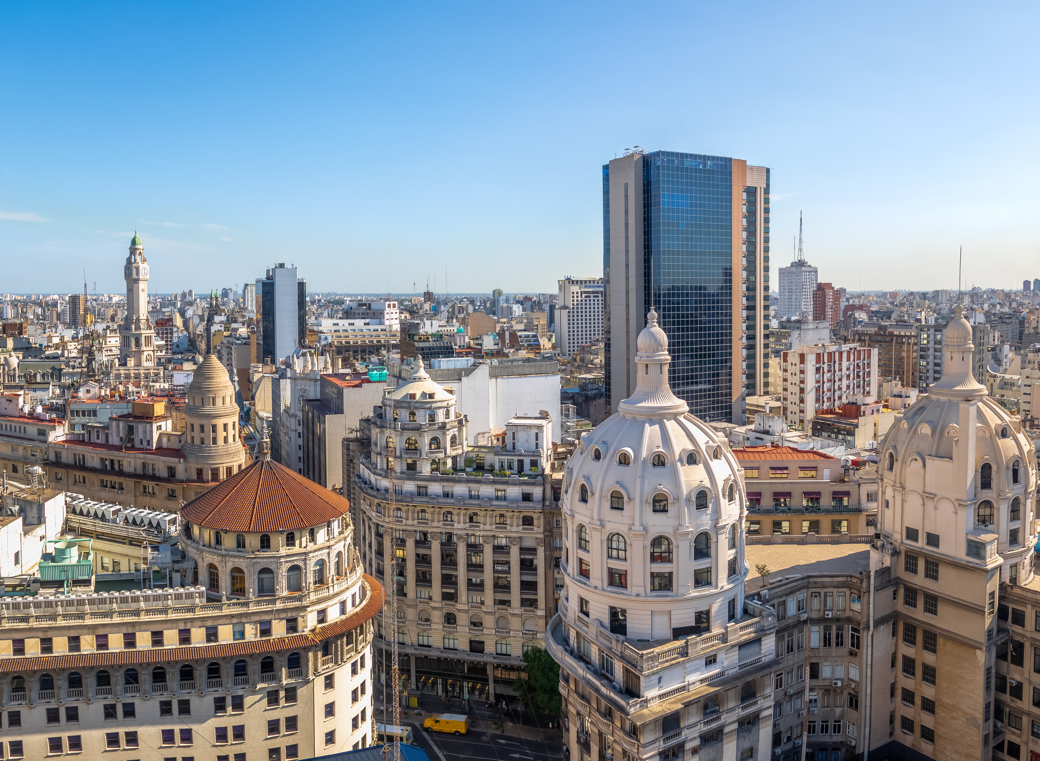 Aerial view of downtown Buenos AIres and Bencich Building Dome - Buenos Aires, Argentina